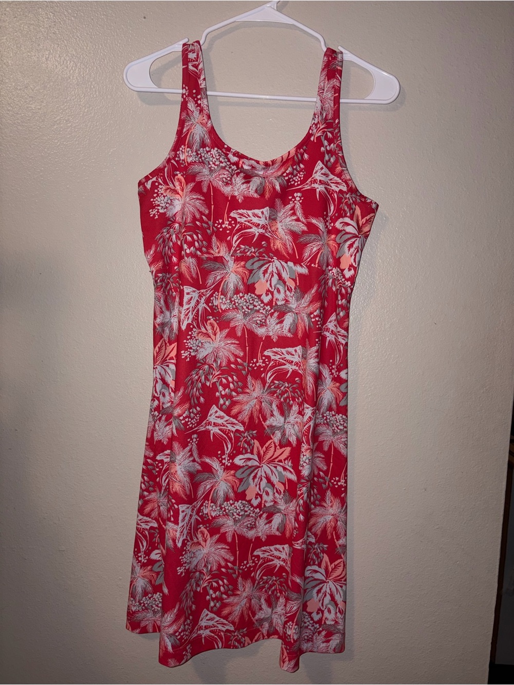 Red Tropical Print Tank Mini Dress - Women's Sleeveless Summer Dress